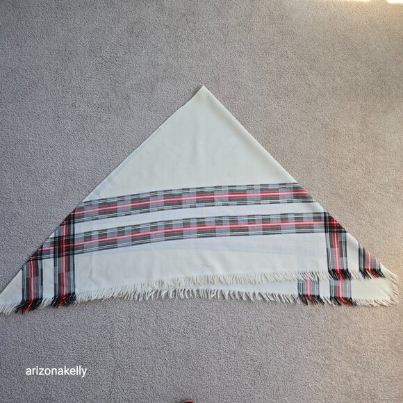Large Woven Wool Triangle Scarf Shawl Plaid Rondina - Picture 13 of 16